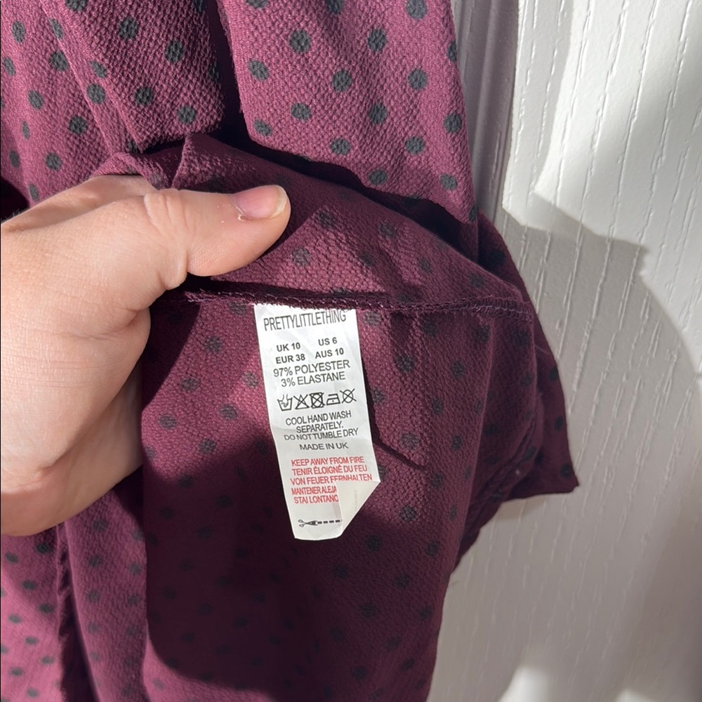 Pretty Little Thing Purple Polka Dot Tiered Dress - Picture 3 of 6